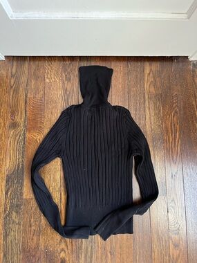 Zara Black Ribbed Cropped Turtleneck Sz S-M